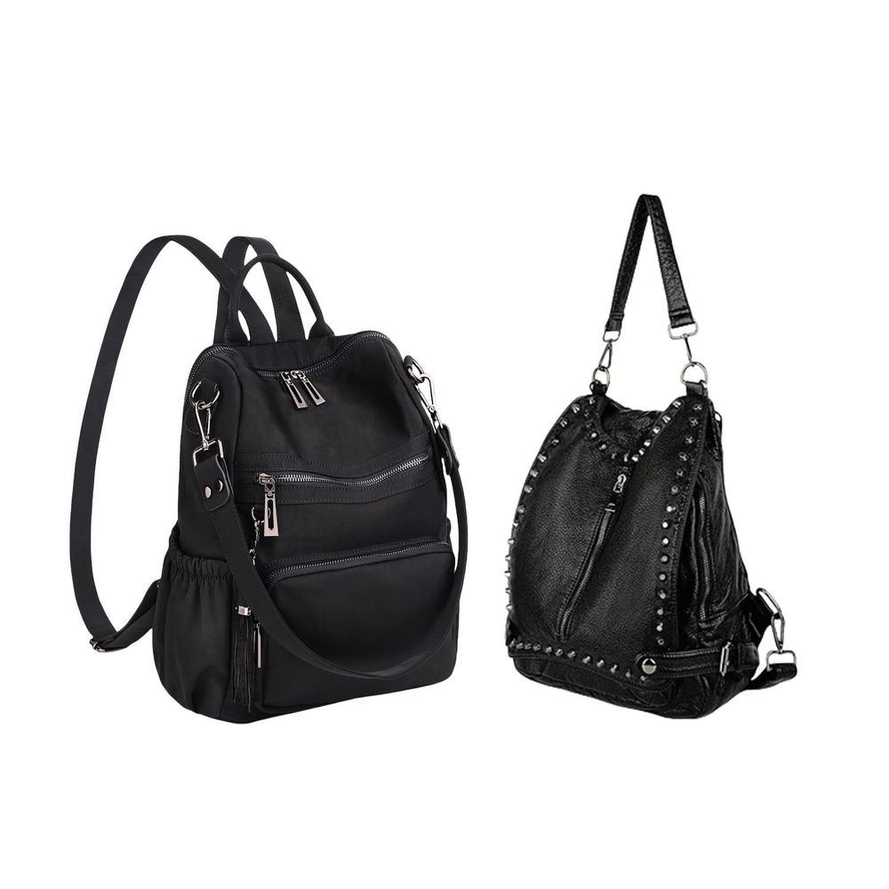 Women Backpack Purse Leather Vegan Ladies PU Washed Leather Shoulder Bag⚡️